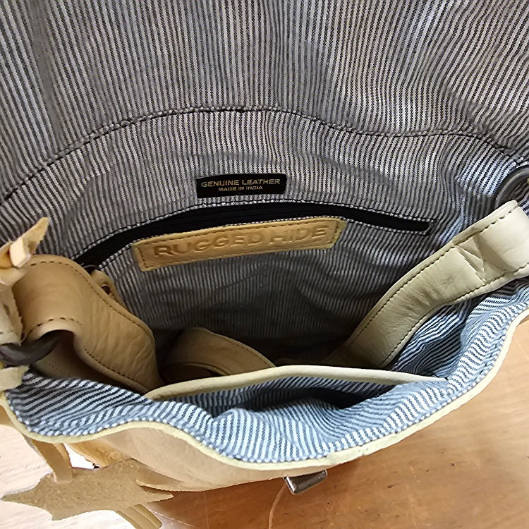 LEATHER LOCK SLING BAG MUSTARD