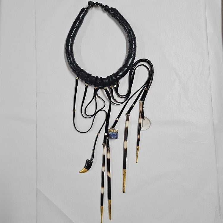 AFRICAN LEATHER CHOKER NECKLACE