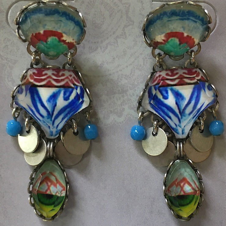 BLUE DROP GLASS AYALABAR EARRINGS