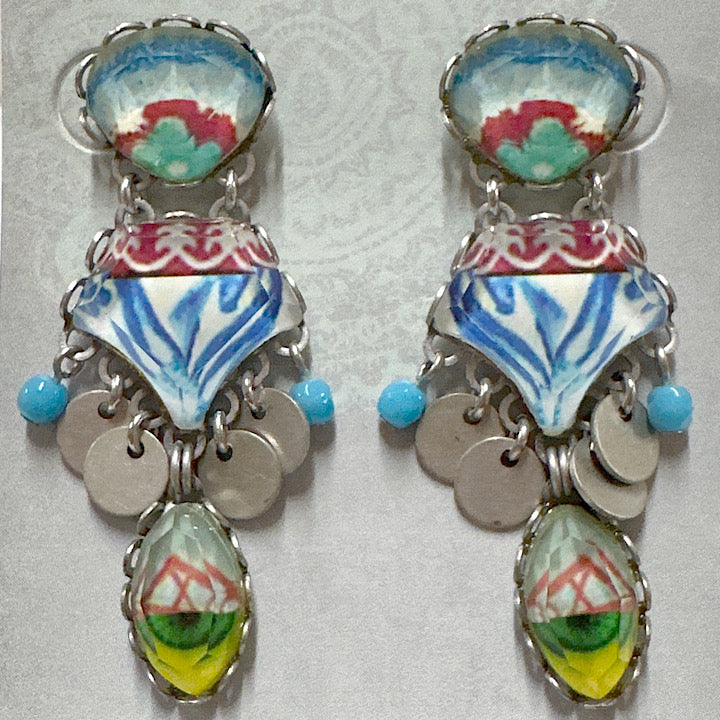 BLUE DROP GLASS AYALABAR EARRINGS