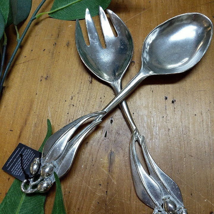 AUSTRALIAN MADE SILVER PEWTER SALAD SERVERS