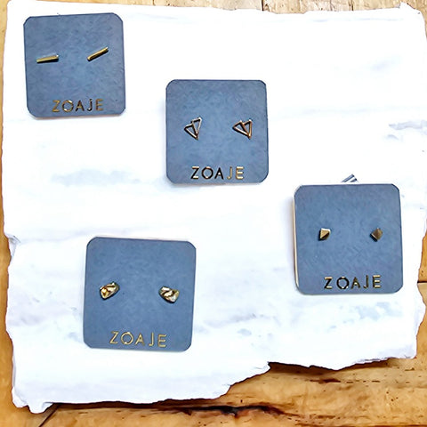 ZOAJE EARRINGS SOLID GOLD STUDS [STYLE:INDIA]