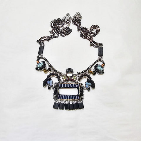 AYALABAR NECKLACE  DARK RECTANGULAR CENTRE PENDANT