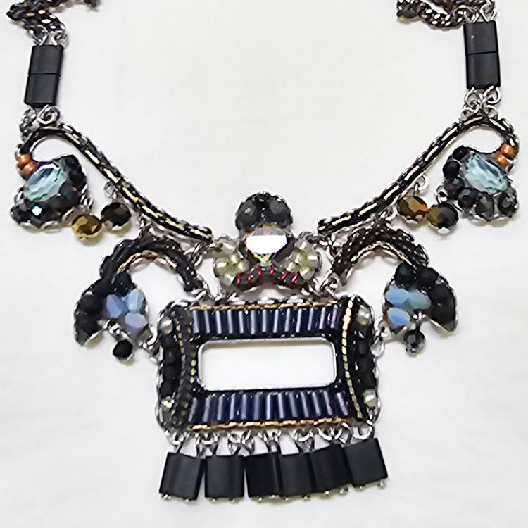 AYALABAR NECKLACE DARK RECTANGULAR CENTRE PENDANT