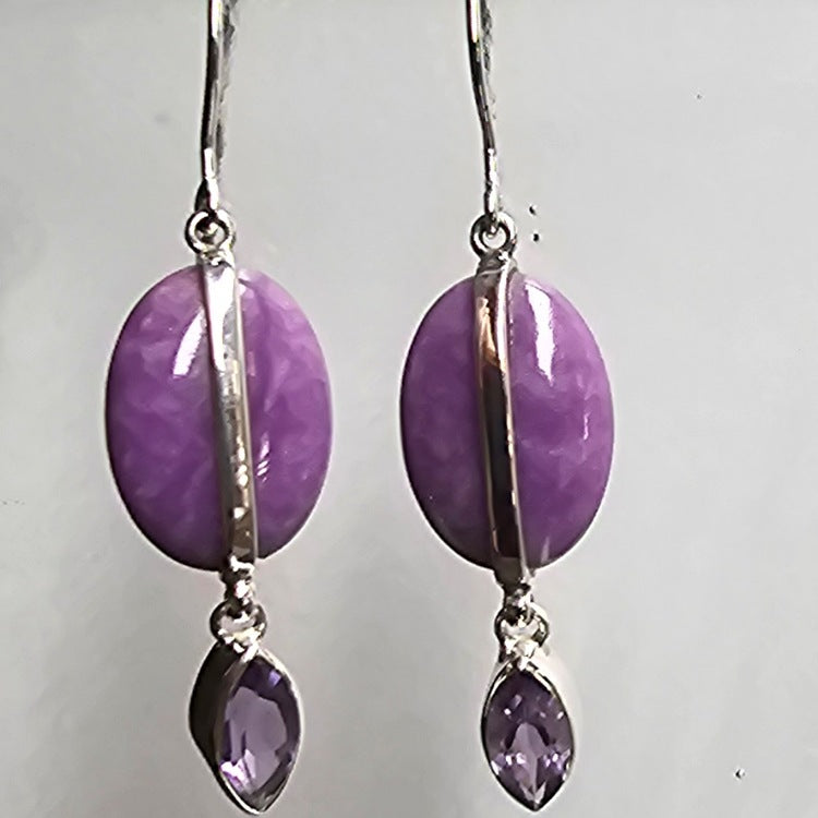 ENTIA EARRINGS PHOSPHOSIDERITE AND AMETHYST