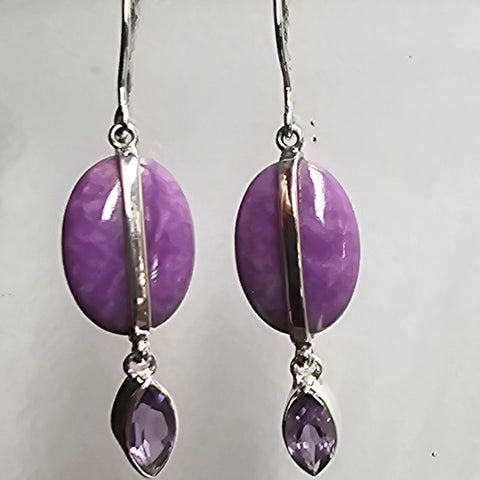 ENTIA EARRINGS PHOSPHOSIDERITE AND AMETHYST