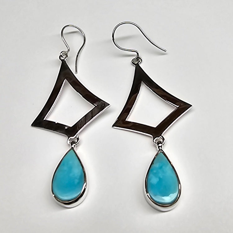 ENTIA EARRINGS KINGMANS TURQUOISE ON SILVER SHAPES