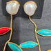 EARRINGS PEARL CORAL TURQUOISE