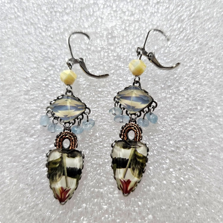 AYALABAR EARRINGS PALE COLOURS ON SILVER CLASP