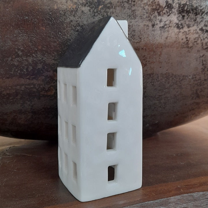 PORCELAIN TEA LIGHT 4 STORY HOUSE