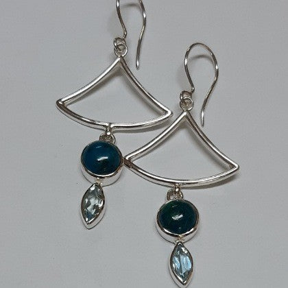 ENTIA EARRINGS CHRYSOCOLA AND TOPAZ
