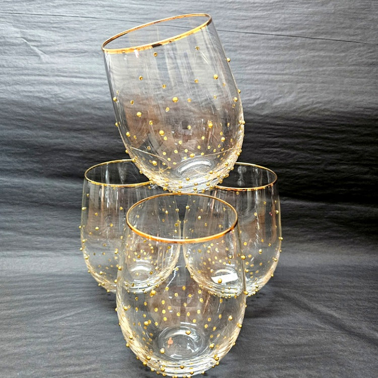 SET 4 GOLD DOTTI GLASSES TUMBLERS