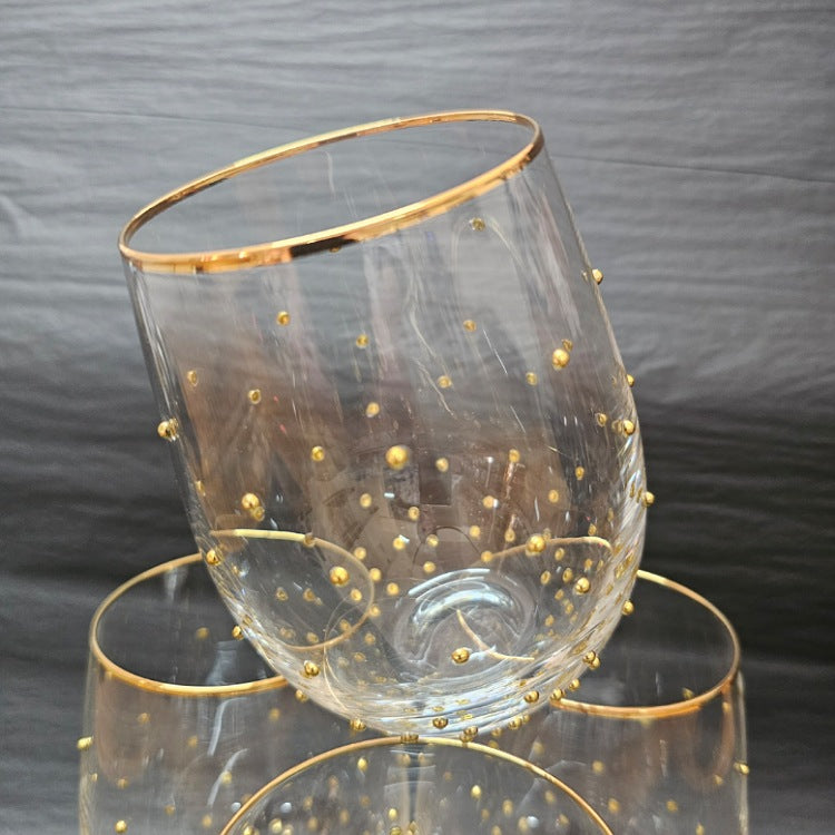 SET 4 GOLD DOTTI GLASSES TUMBLERS