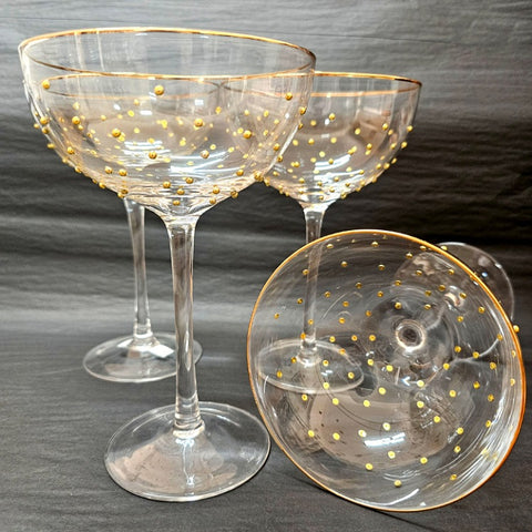 SET 4 GOLD DOTTI GLASSES COUPE