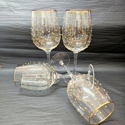 SET 4 GOLD DOTTI GLASSES WINE