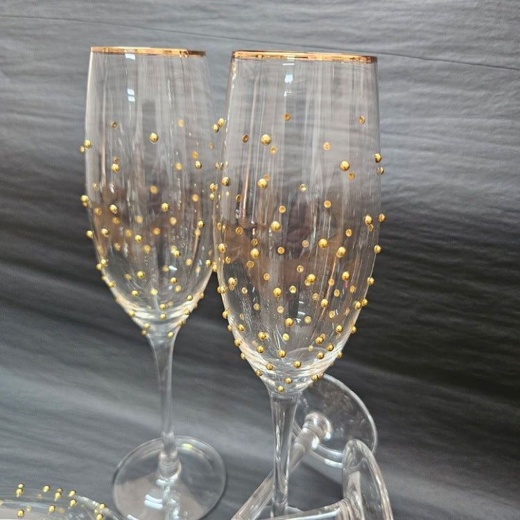 SET 4 GOLD DOTTI GLASSES CHAMPAGNE