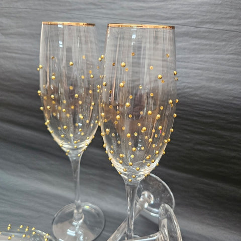 SET 4 GOLD DOTTI GLASSES CHAMPAGNE