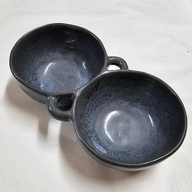 CERAMIC 2 SNACK TRAY GREY BLUE