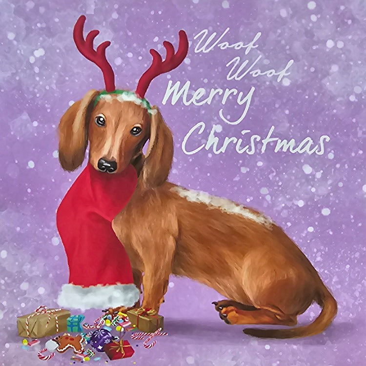 CHRISTMAS DACSHUND GREETING CARD