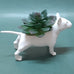 WHITE CERAMIC BULL TERRIER PLANTER