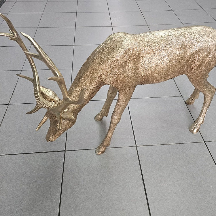 GOLD ETCHED REINDEER GRAZING