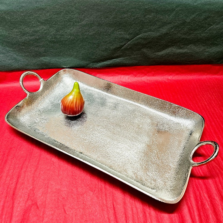 RECTANGULAR ALLUMINIUM TRAY WITH RING HANDLES