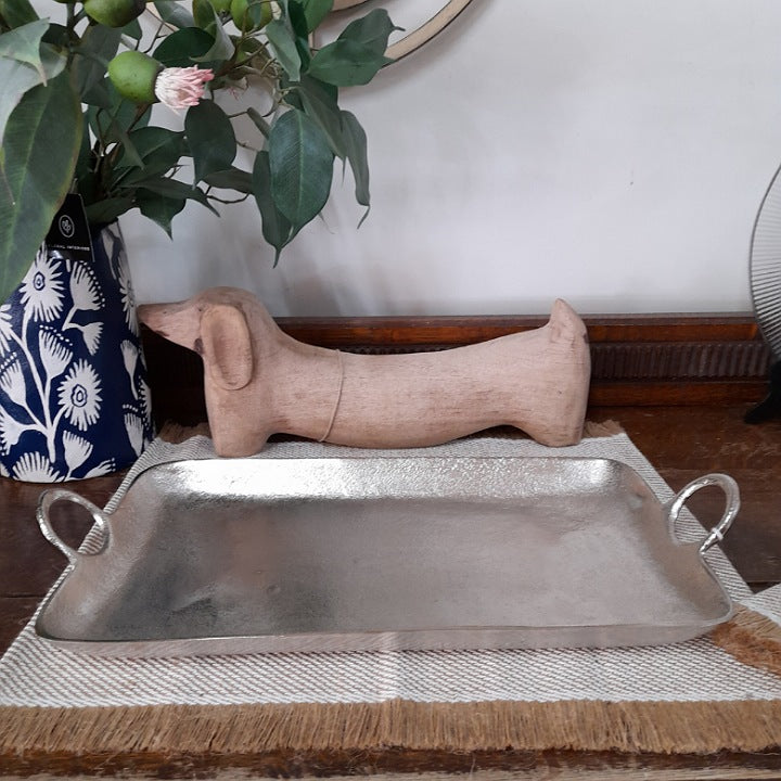RECTANGULAR ALLUMINIUM TRAY WITH RING HANDLES