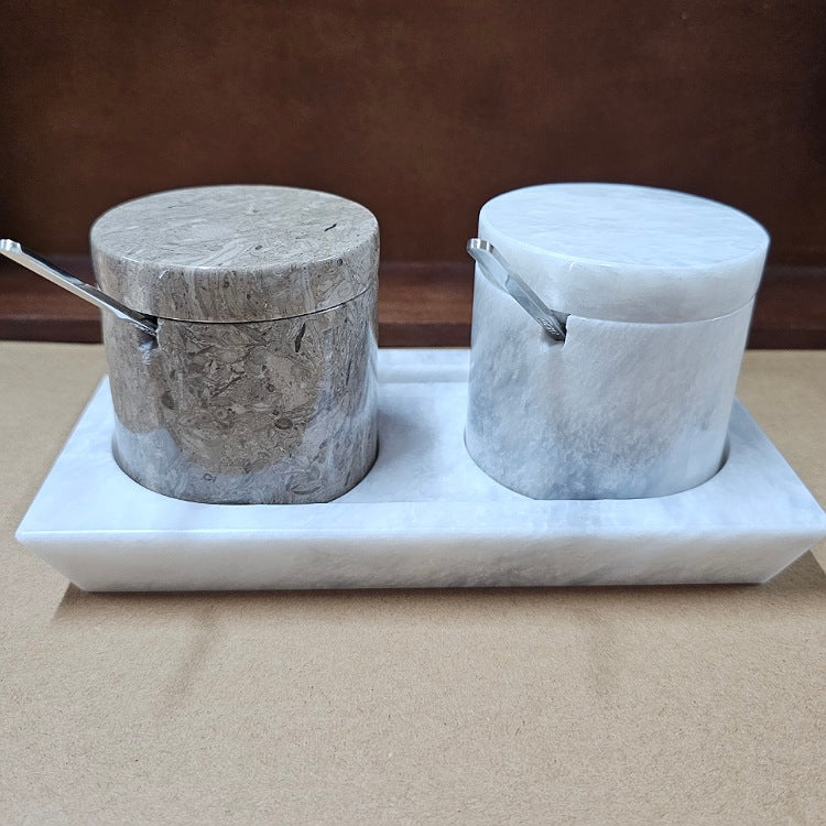 MARBLE CONDIMENTS VESSELS WITH LIDS