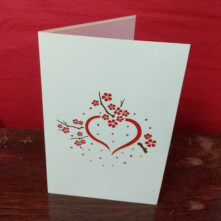 POP UP CARD CHERRY BLOSSOM LOVE SCENE