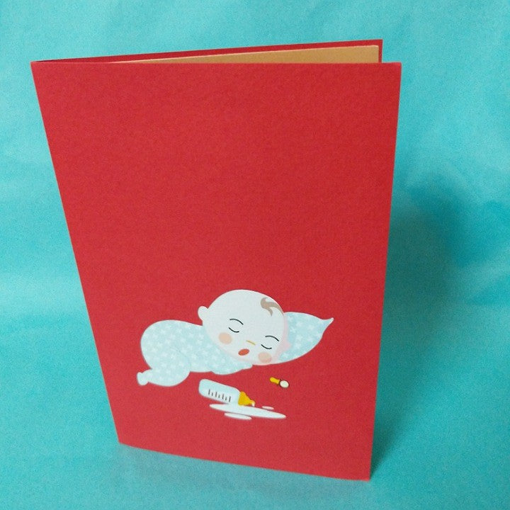 NEW BABY IN THE COT POP UP CARD