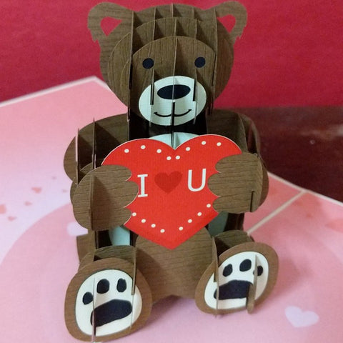 POP UP CARD I LOVE YOU TEDDY