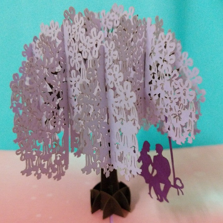 POP UP CARD LOVERS SWINGING IN JACARANDA