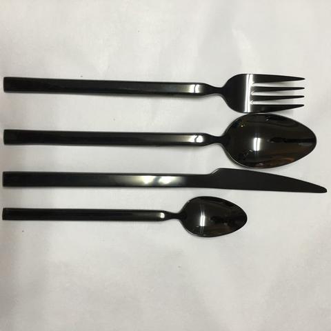16 PIECE BLACK STAINLESS STEEL CUTLERY SET