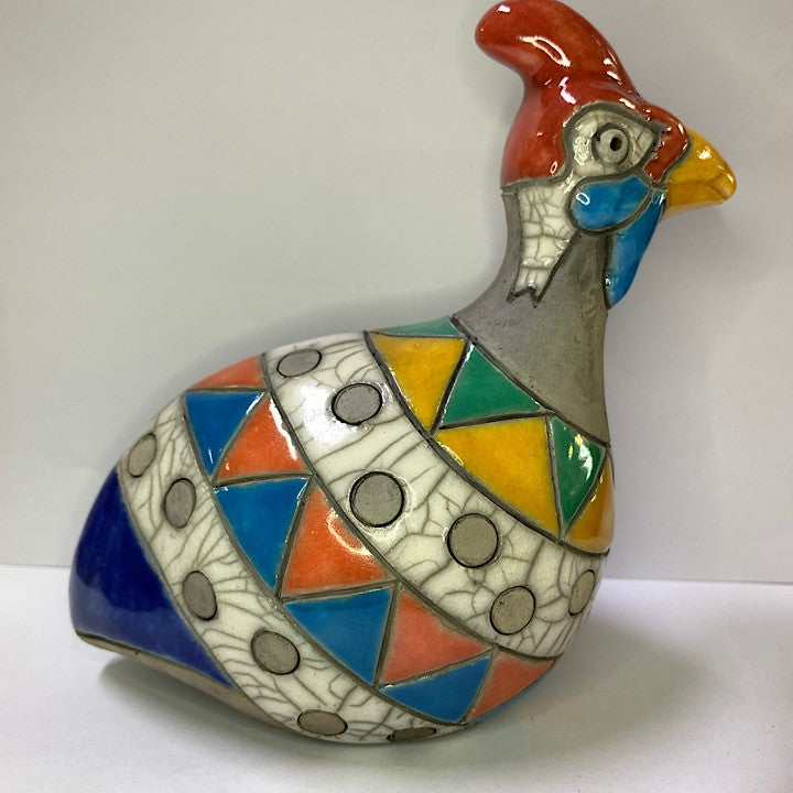 CERAMIC GUINEA FOWL FIGURINE LARGE