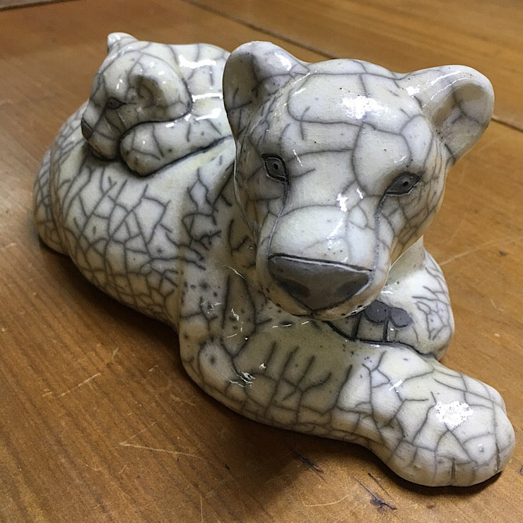 DECORATIVE CERAMIC LIONESS FIGURINE