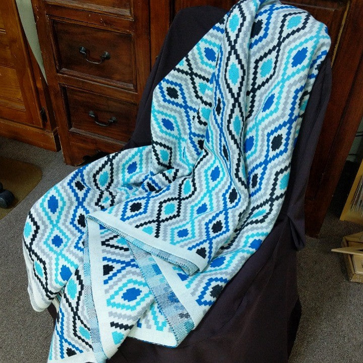 WOOLLEN THROW BLUE OTTO SPIKE