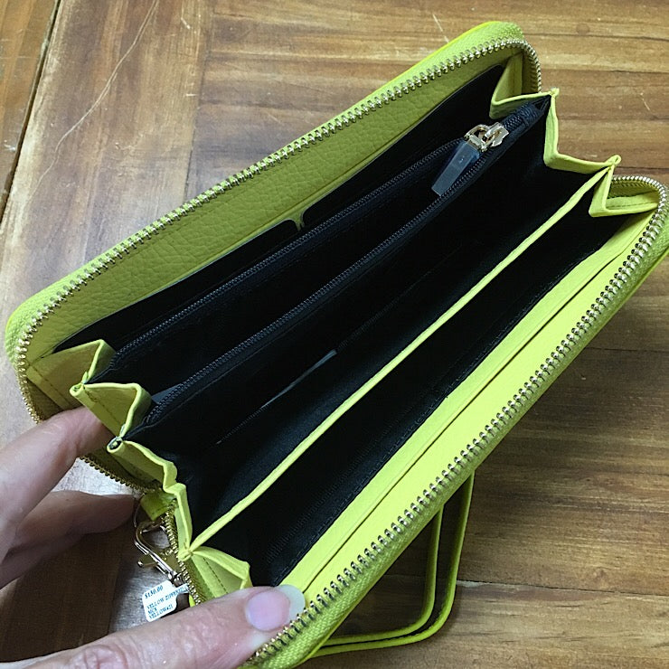 YELLOW ZIPPERED CLUTCH STYLE WALLET