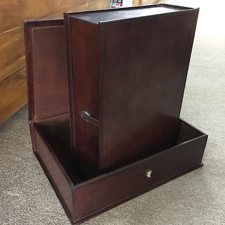 DARK LEATHER DOCUMENT BOX