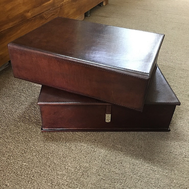 DARK LEATHER DOCUMENT BOX