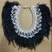 BISQUE BLACK FEATHER NECK PIECE ON STAND