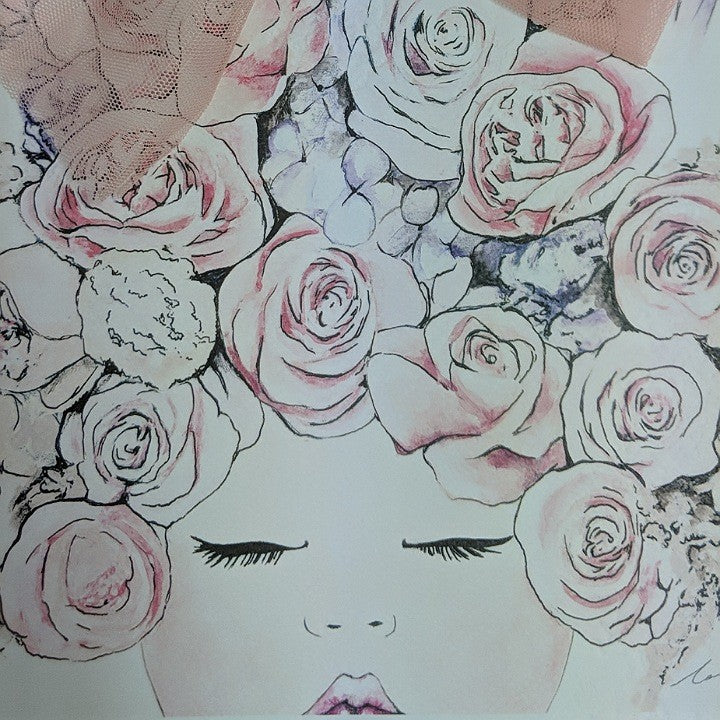 A4 UNFRAMED PRINT WITH PINK BOW HEADPIECE