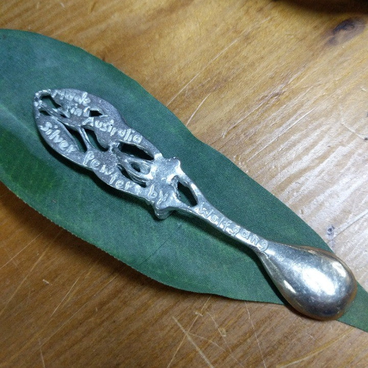 AUSTRALIAN MADE SILVER PEWTER SALT SPOON