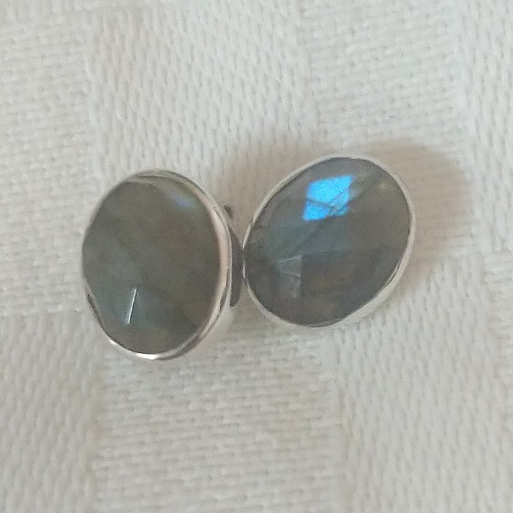LABRADORITE STUD EARRINGS MADAGASCAR