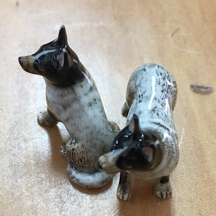 PORCELAIN FIGURINE CATTLE DOG SITTING ONLY