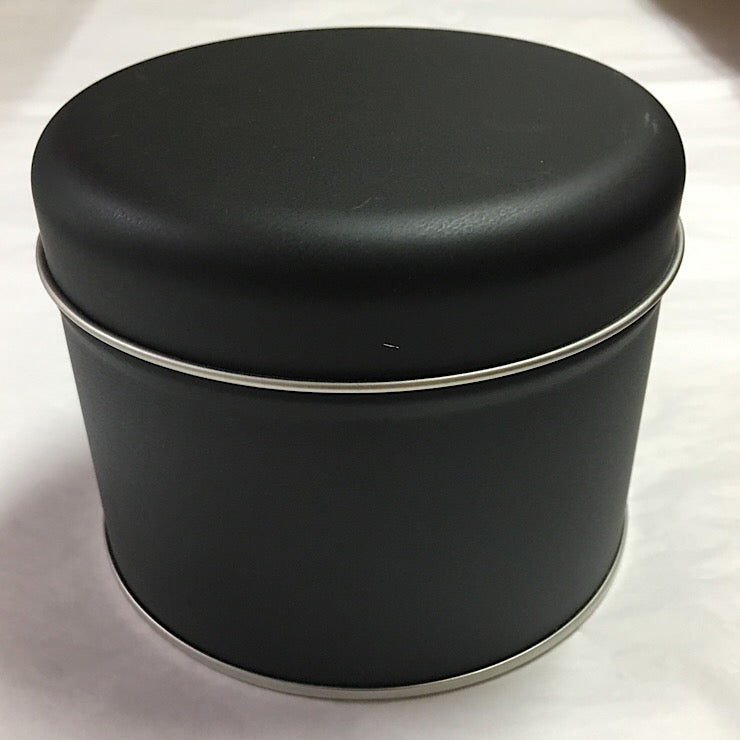 SMALL ROUND BLACK STORAGE TIN