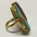 TURQUOISE AND WOOD ADJUSTABLE RING