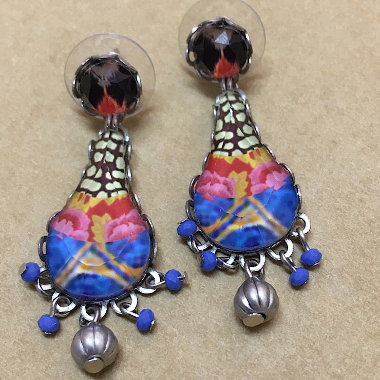 DENIM BLUE TEARDROP AYALABAR EARRINGS