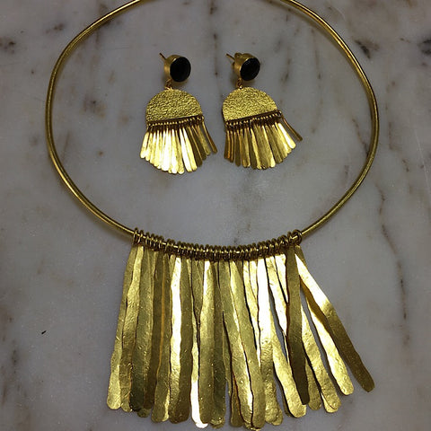 GOLD FRINGE DETAIL COLLAR NECKLACE