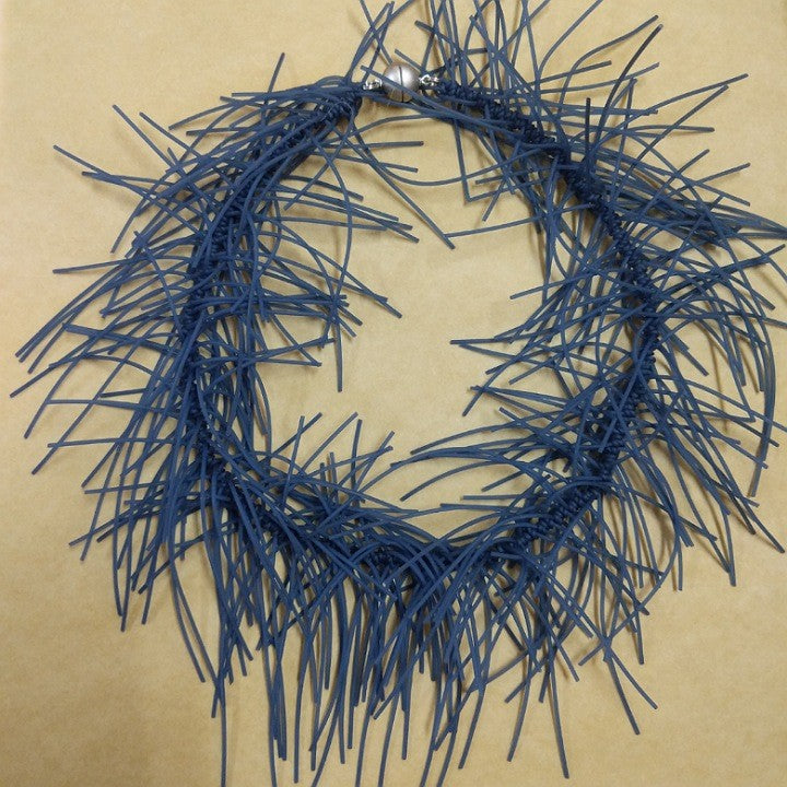 BLUE NEOPRENE SEAWEED NECKLACE