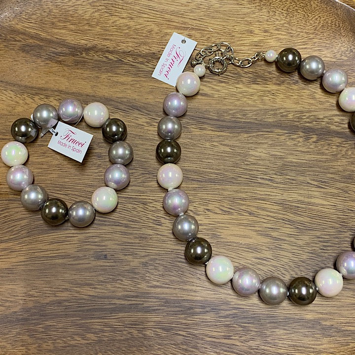 TWO TONE GREY BLACK PEARL BRACELET